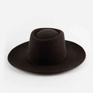 Gigi Pip the Gambler Hat— Wide Brim Felt Fedora Hat - Dark Brown NWT